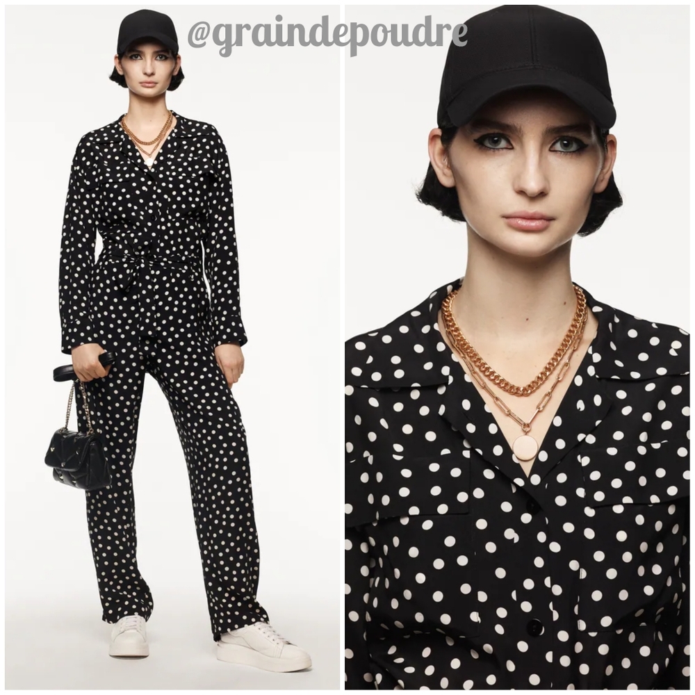Rare! Zara Studio Limited Edition B&W Polka Dot Long Jumpsuit L